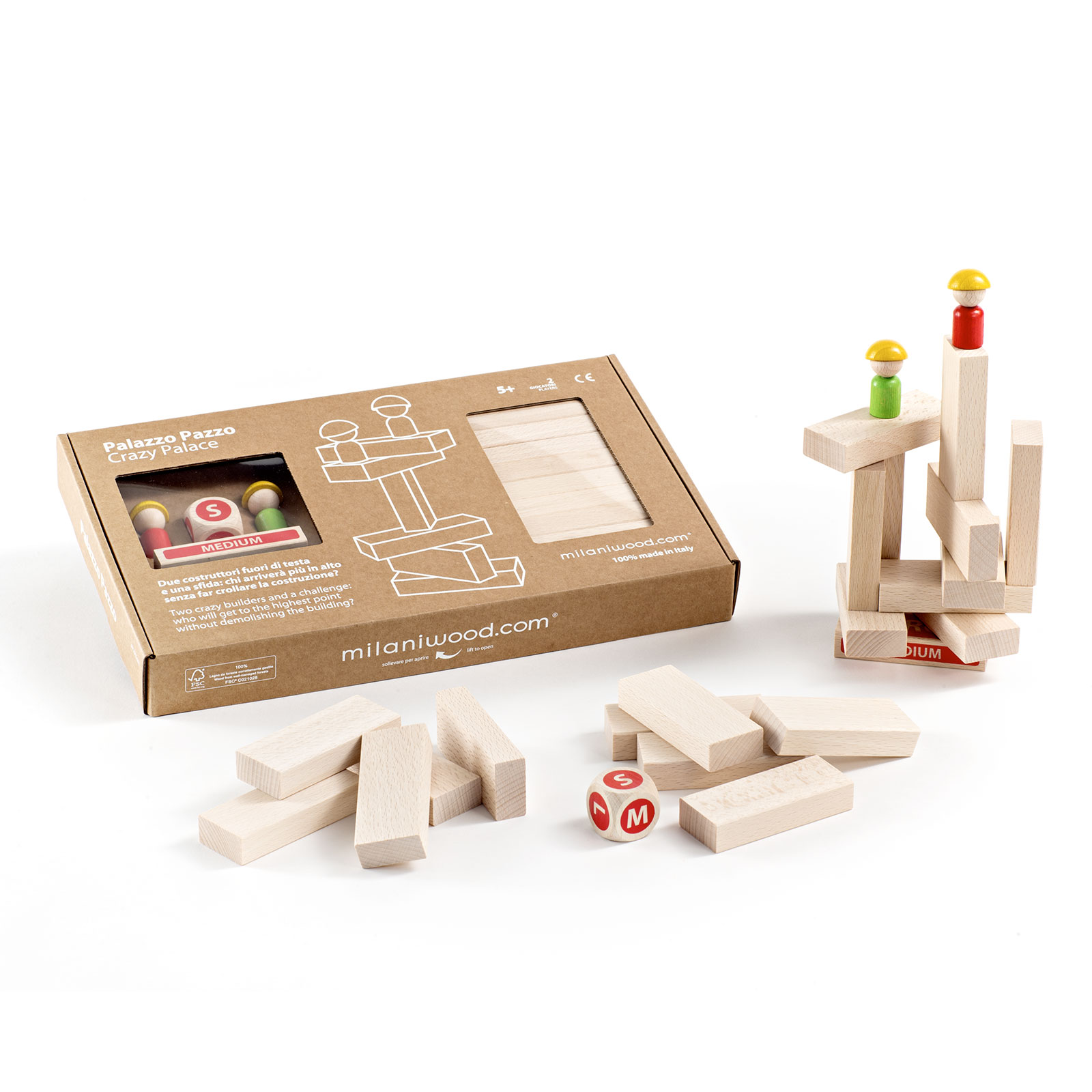 Milaniwood Palazzo pazzo gioco equilibrio legno 2 giocatori