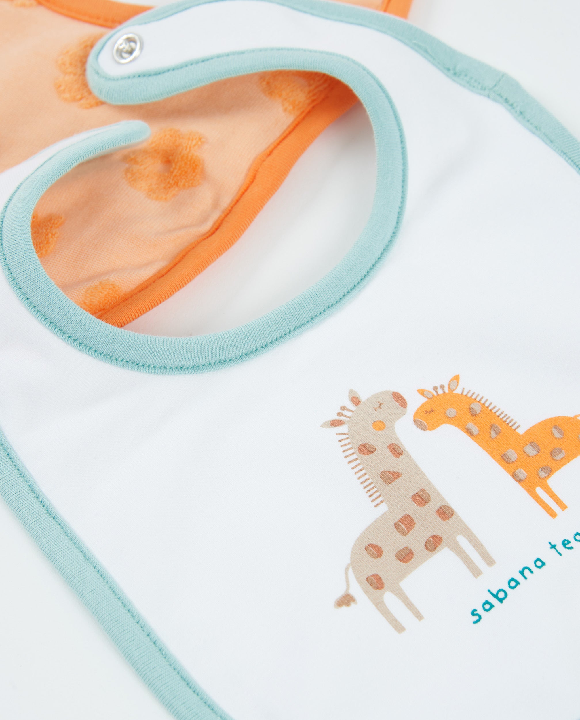 Tuc tuc bavaglini neonata arancioni 2 pezzi giraffe