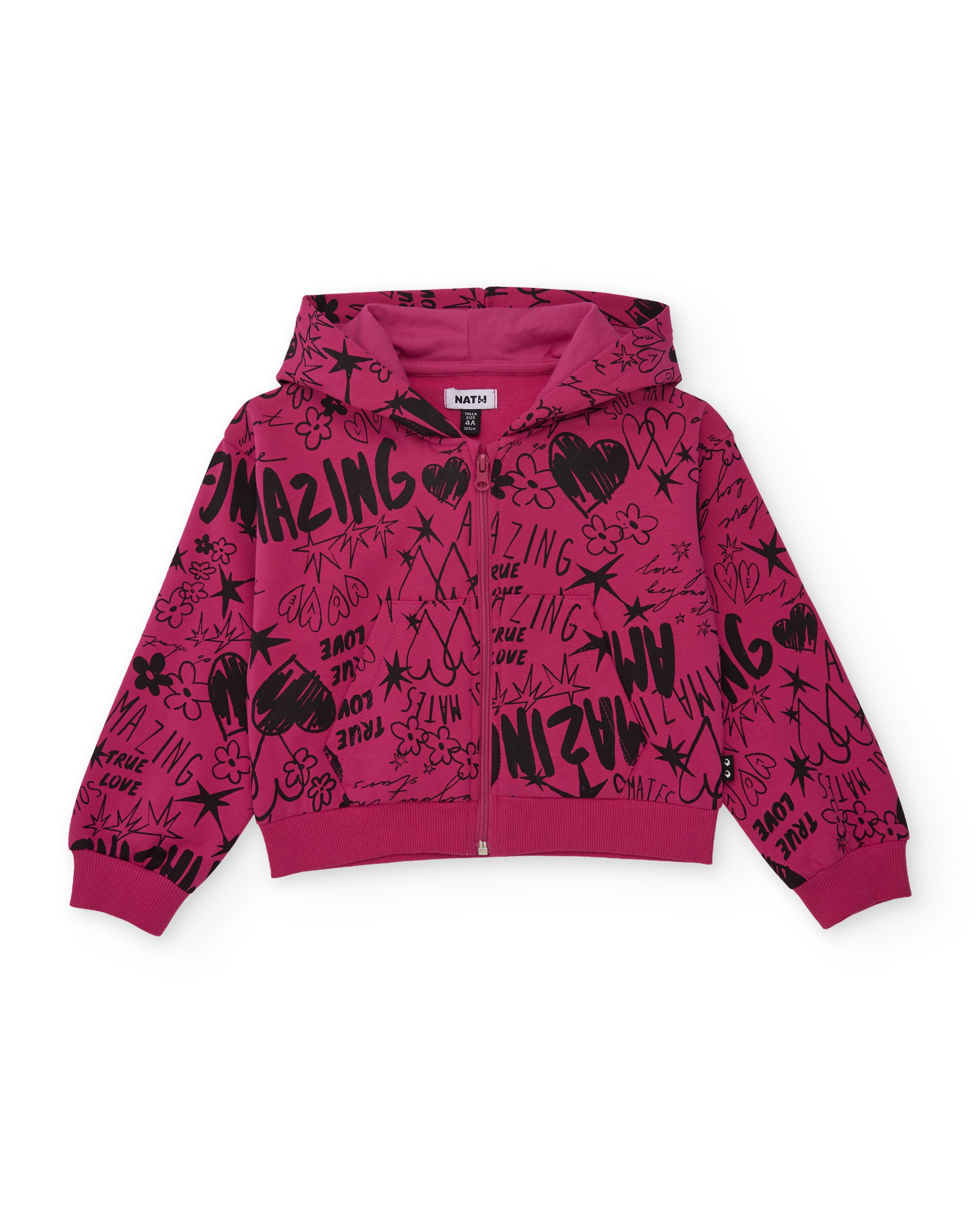 Tuc Tuc felpa bambina fucsia zip cappuccio grafica