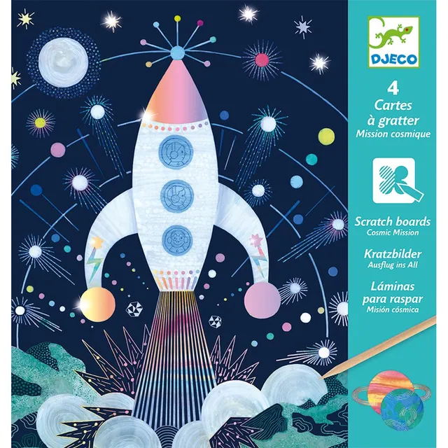 Djeco Cosmic Mission carte da grattare 4 carte