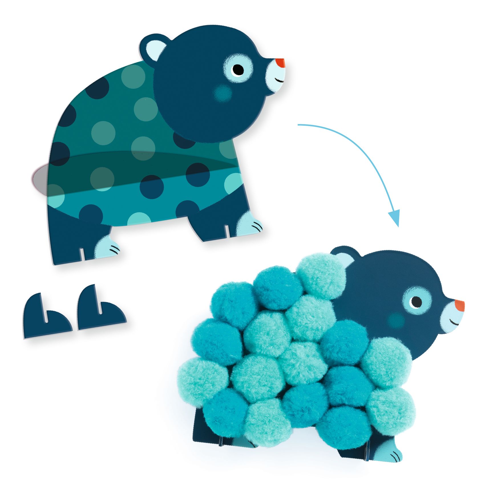 Djeco Pompoms Collage Circles Animals kit 3 quadri