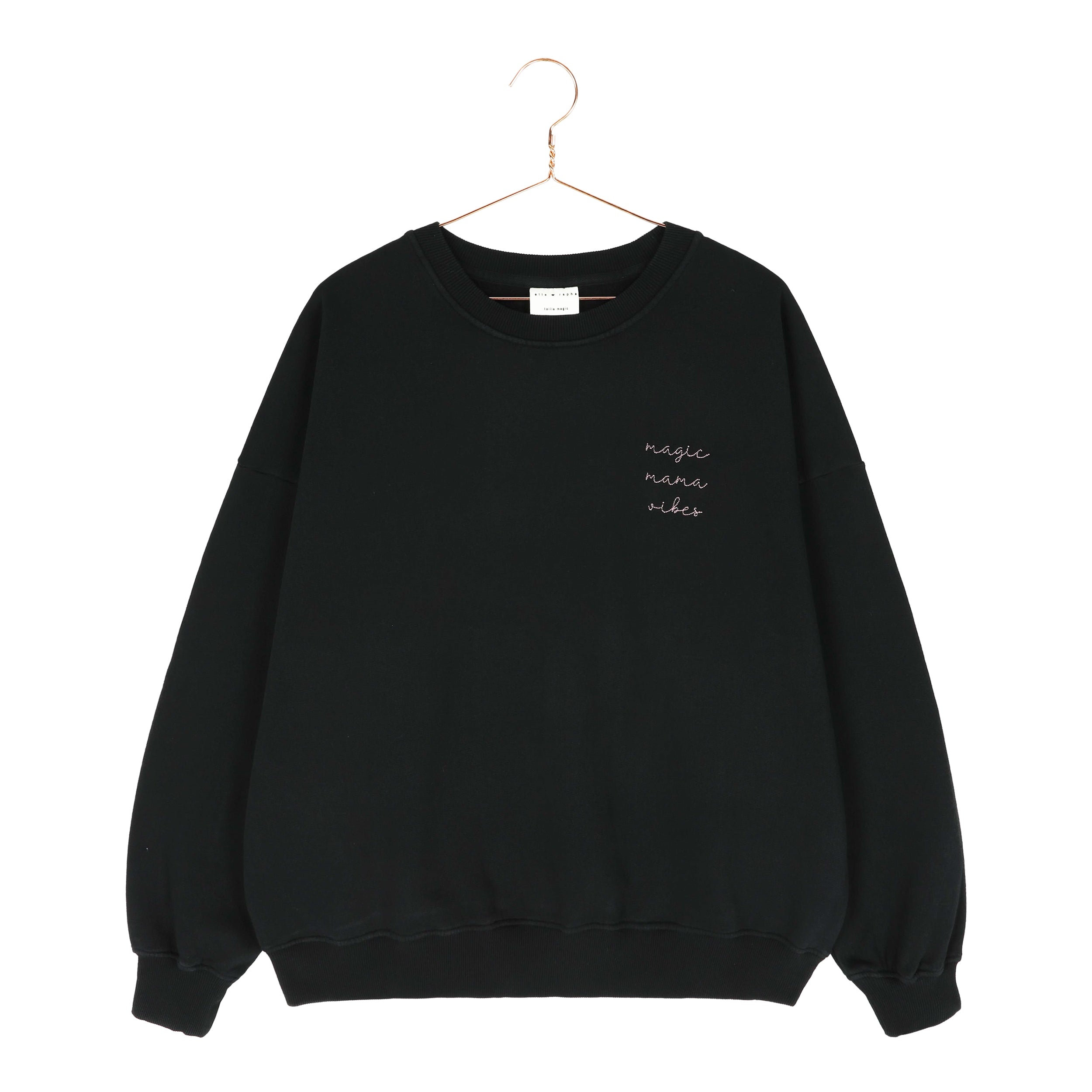 Ella and Rapha Mama felpa nera loose fit cotone organico