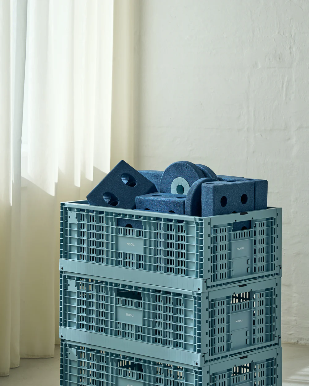 MODU Storage Crate cassetta contenitore azzurra 60x40
