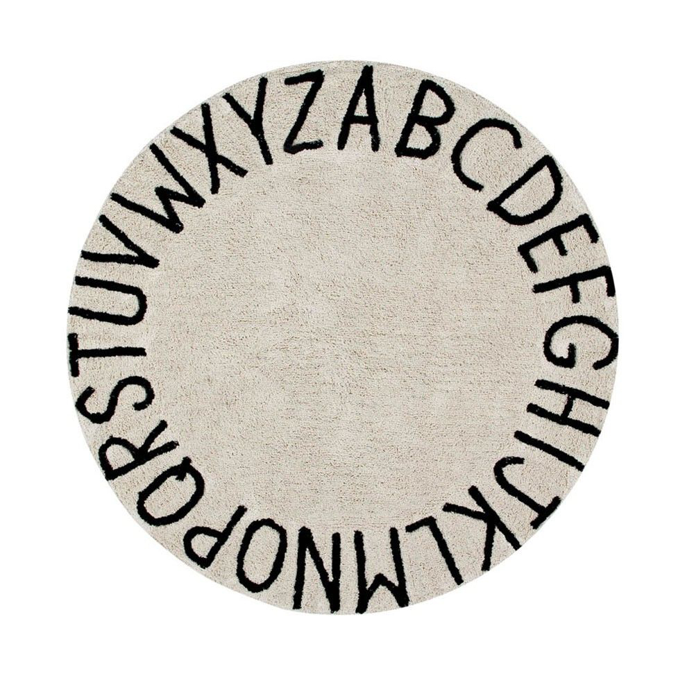 Lorena Canals Round ABC Vintage Natural tappeto 150 cm lavabile