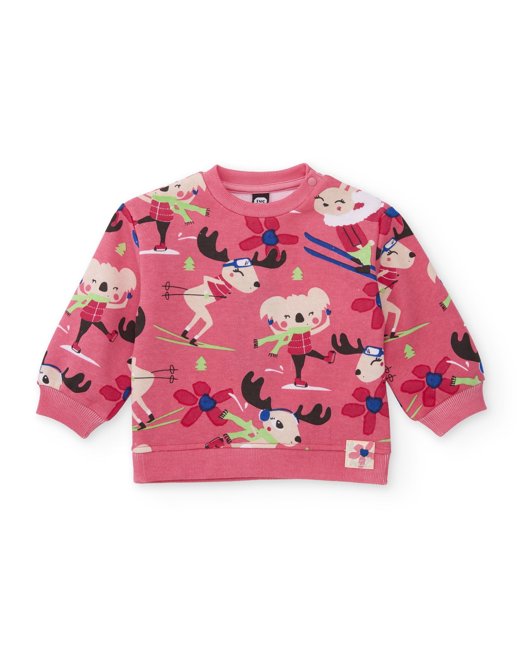 Tuc Tuc felpa bambina rosa stampa pile collo tondo