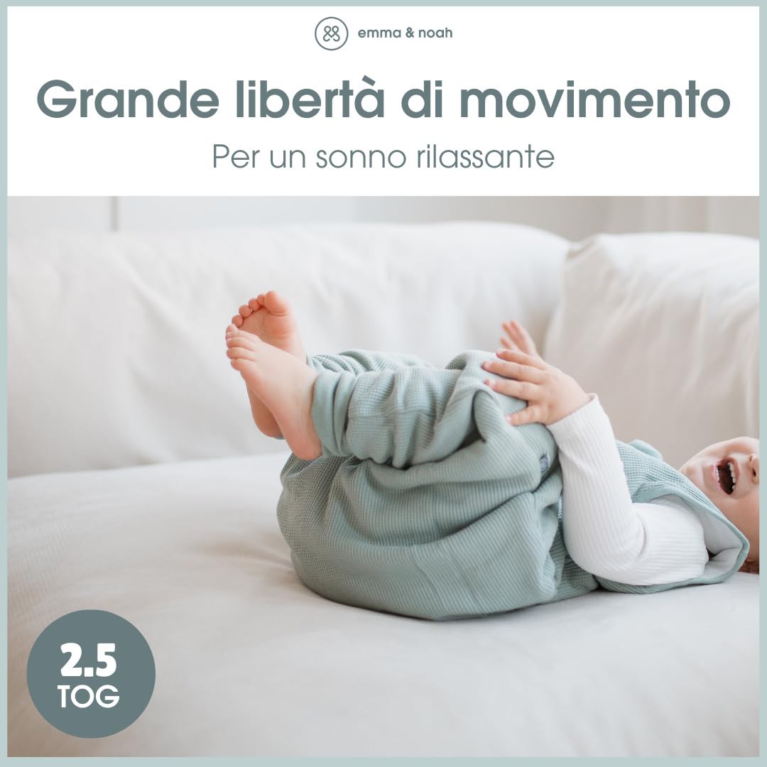 emma & noah Sacco nanna con piedini 2,5 TOG taglia 100 cotone bio