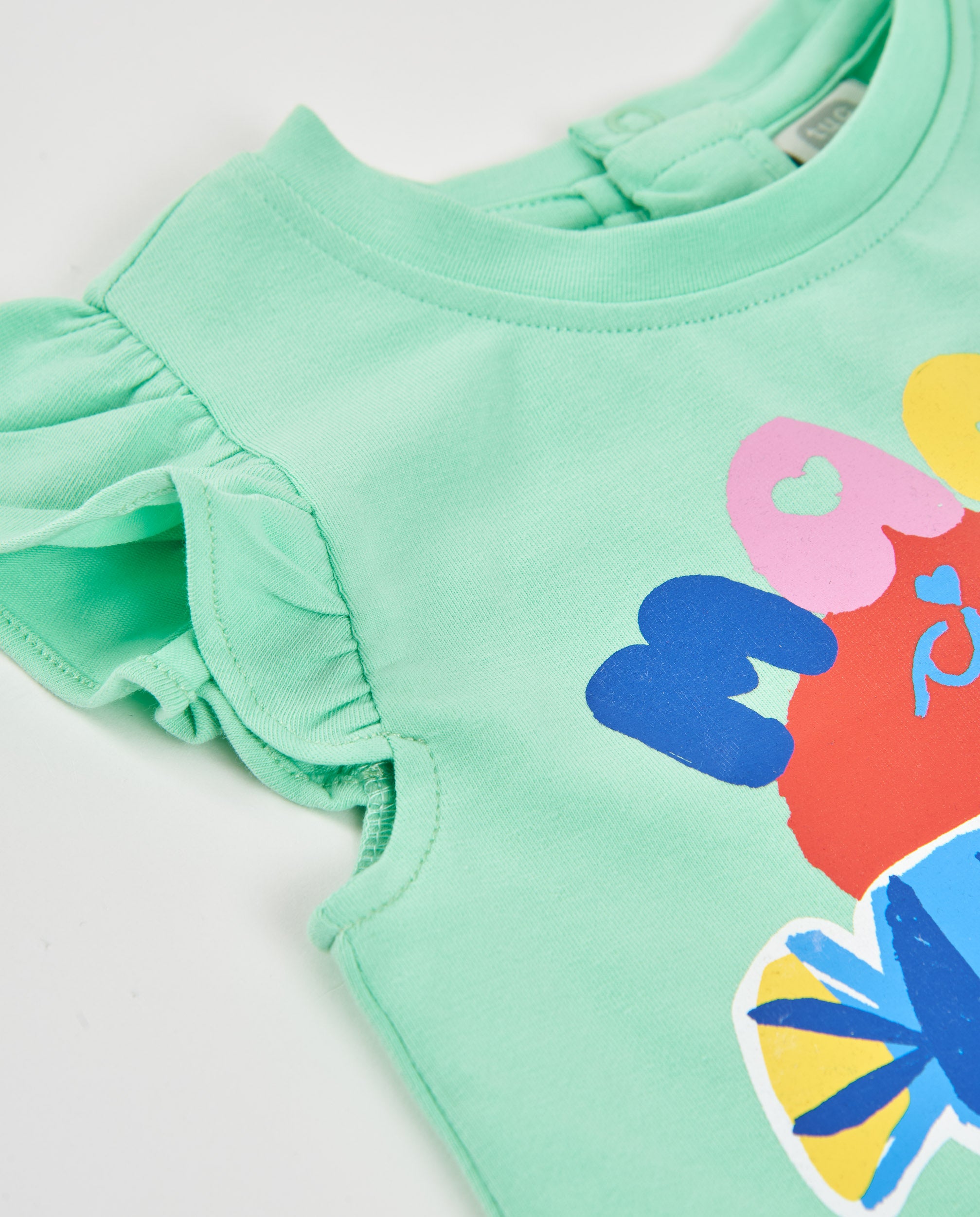 Tuc tuc maglietta bambina verde maniche volant jersey
