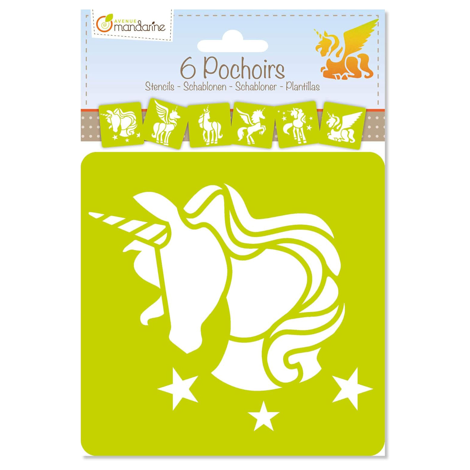 Avenue Mandarine Unicorni stencil disegno 6 pezzi