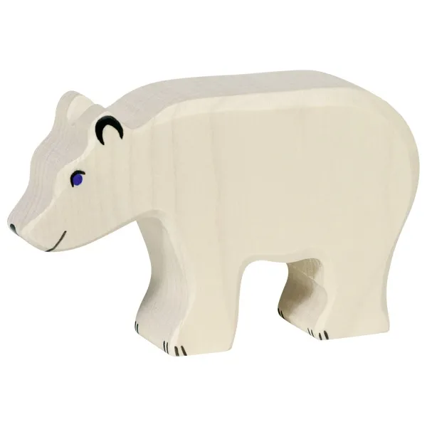 Holztiger Orso Polare Medio figura in legno dipinta a mano