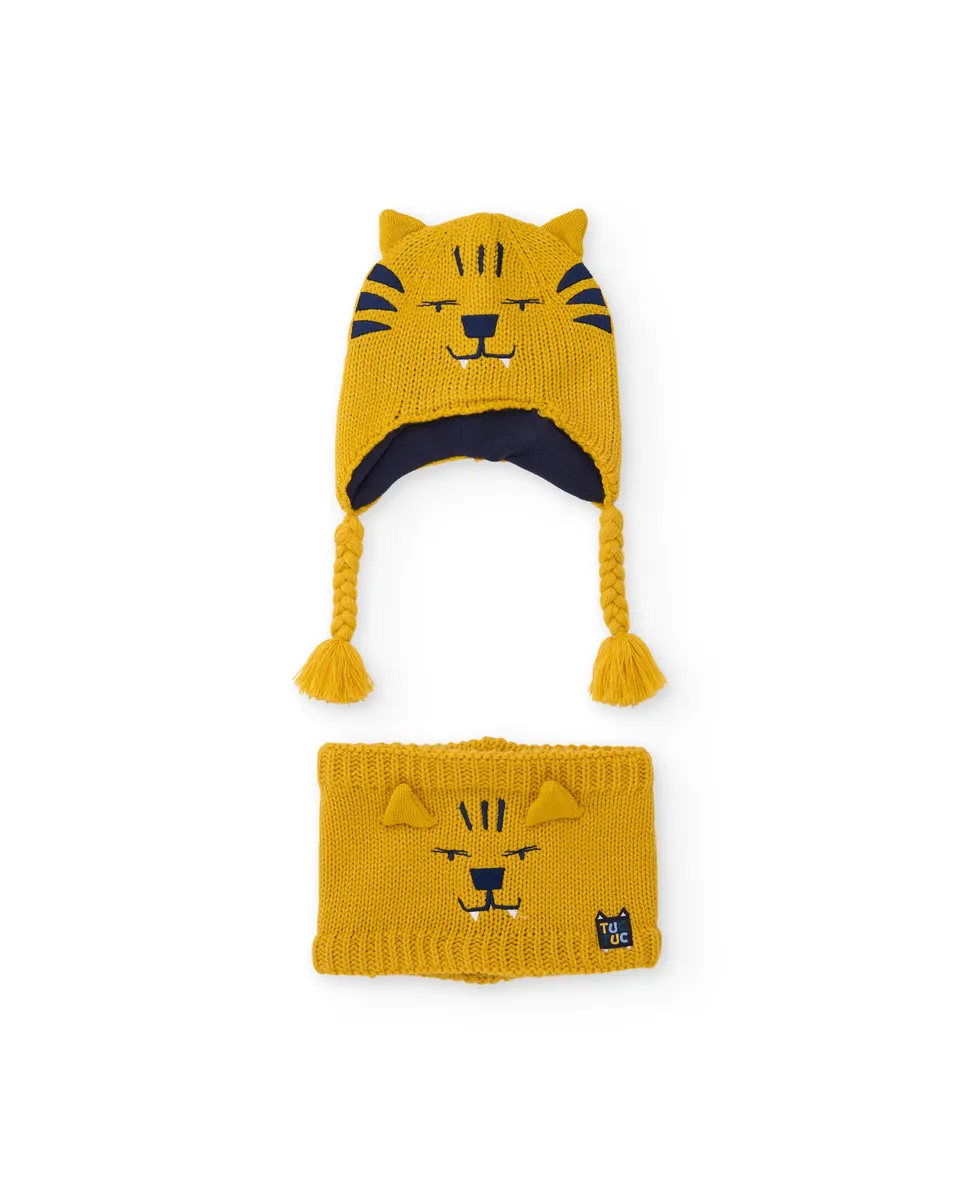 Tuc Tuc set cappello scaldacollo bimbo giallo tigre