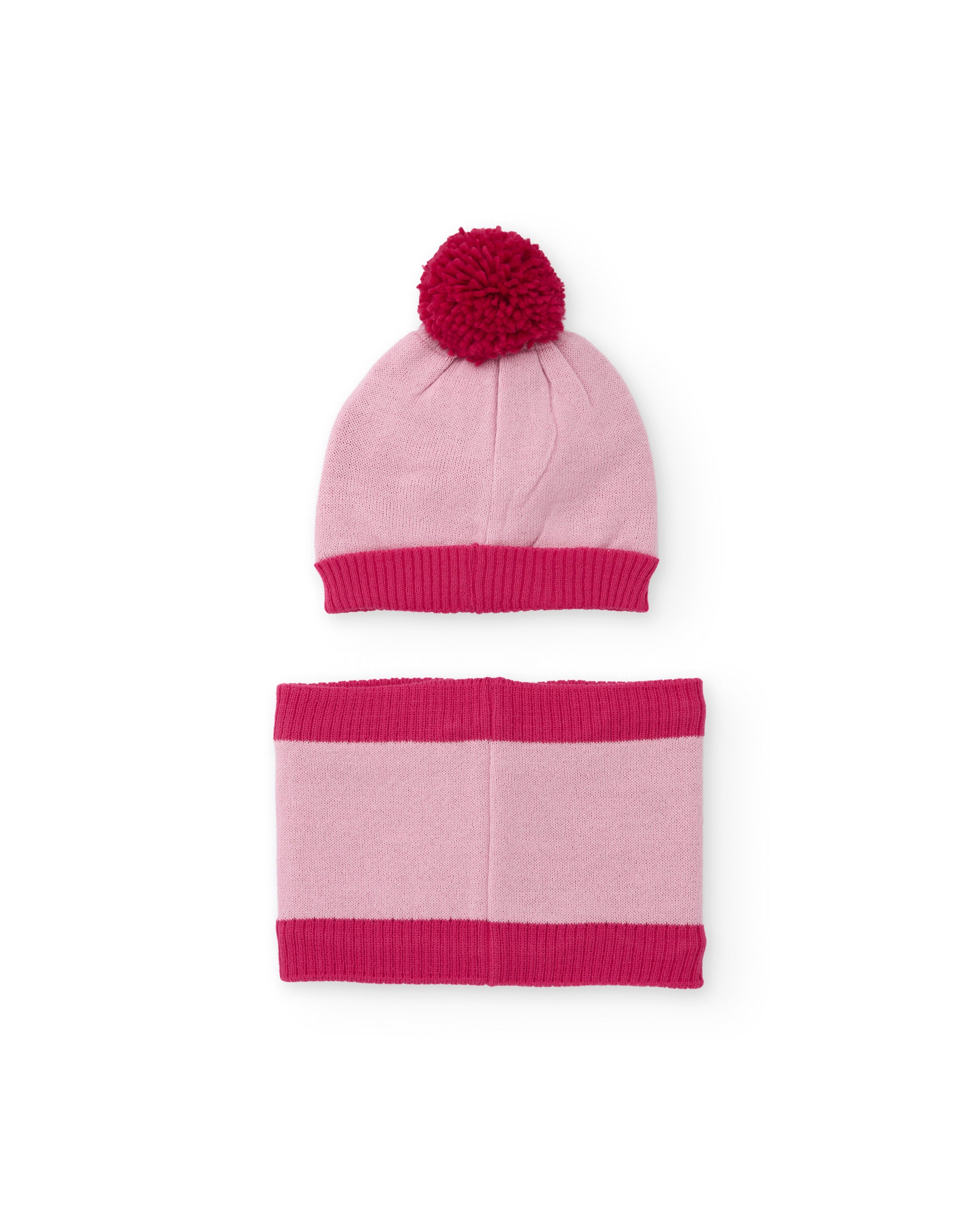 Tuc Tuc Set Bambina Cappello Pon Pon e Scaldacollo Fucsia