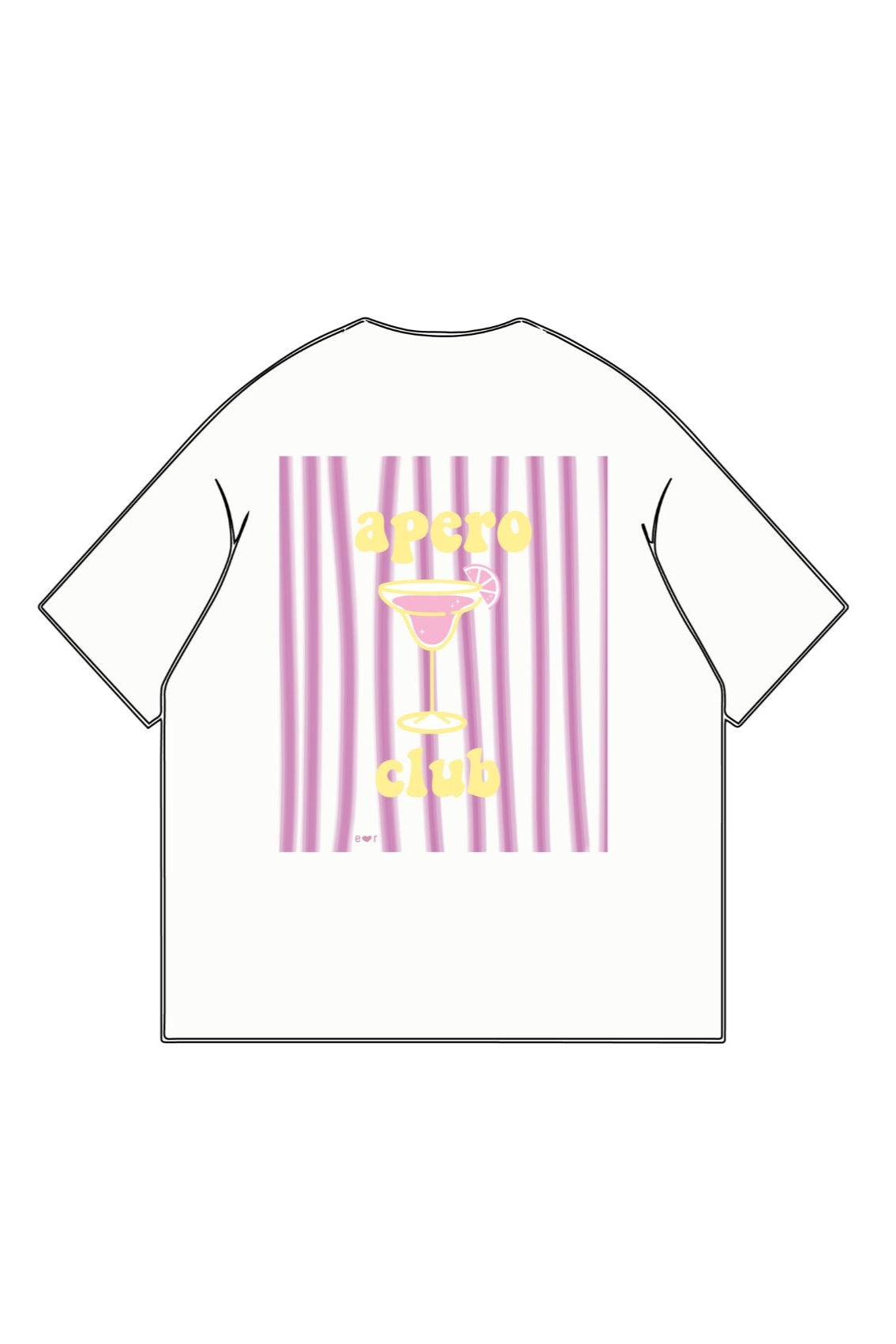 Ella and Rapha Apero Club t-shirt bianca loose fit cotone