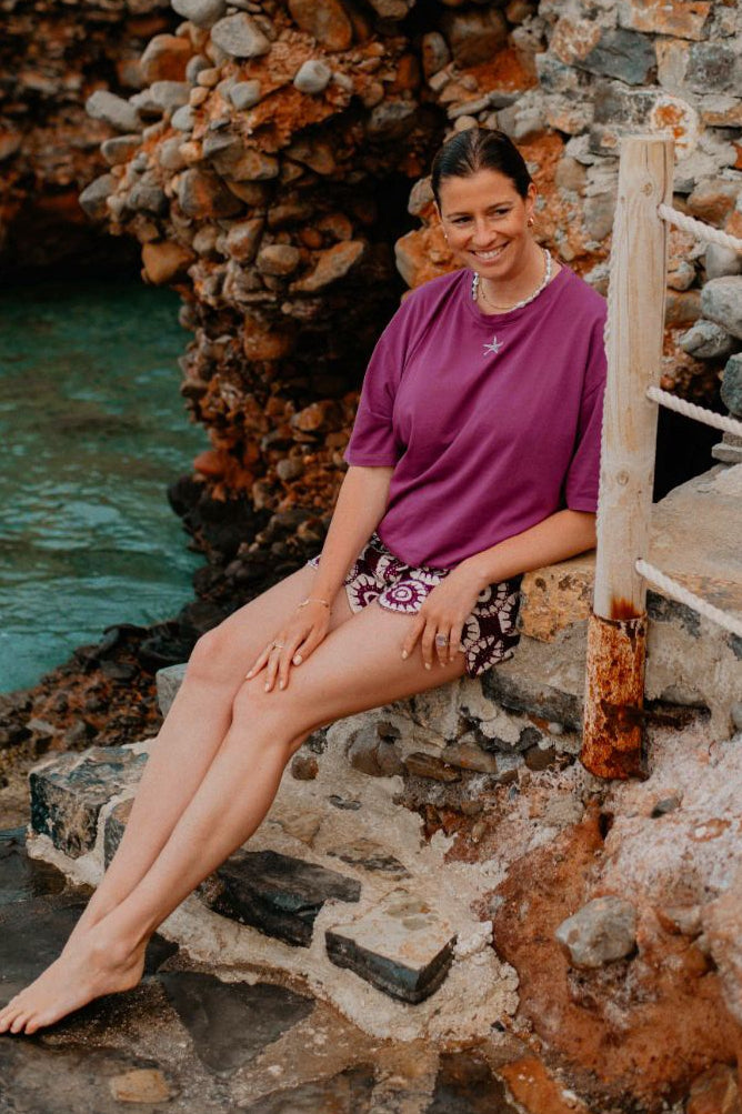 Ella and Rapha Starfish t-shirt viola cotone ricamata