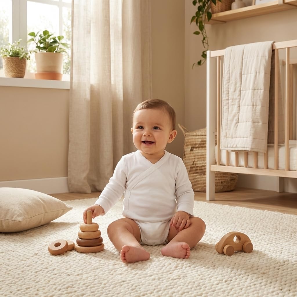 Babidu Body Incrociato Maniche Lunghe 6 Mesi Cotone Felpato