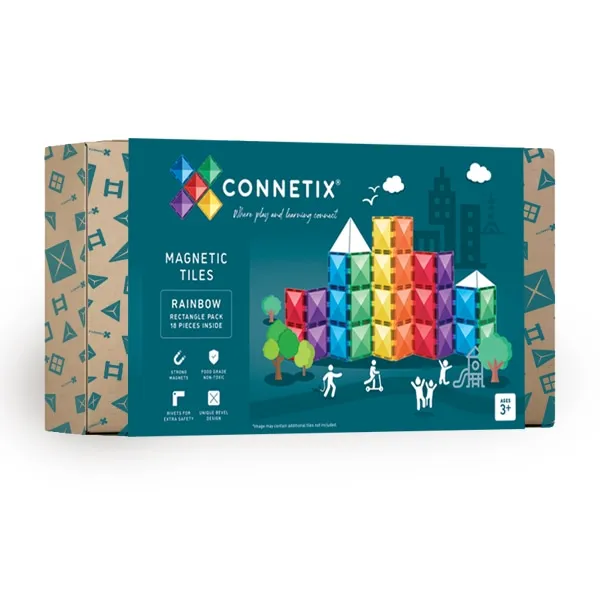 Connetix Rainbow Rectangle Pack Costruzioni Magnetiche 18 Pezzi
