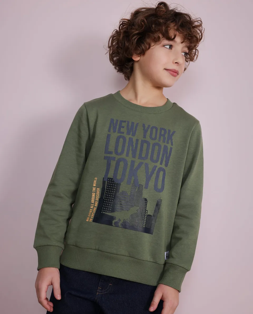 Tuc Tuc Urban Flux felpa bambino cotone verde oliva