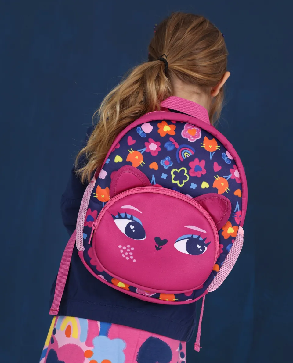 Tuc Tuc zaino bambina fucsia fiori gatto