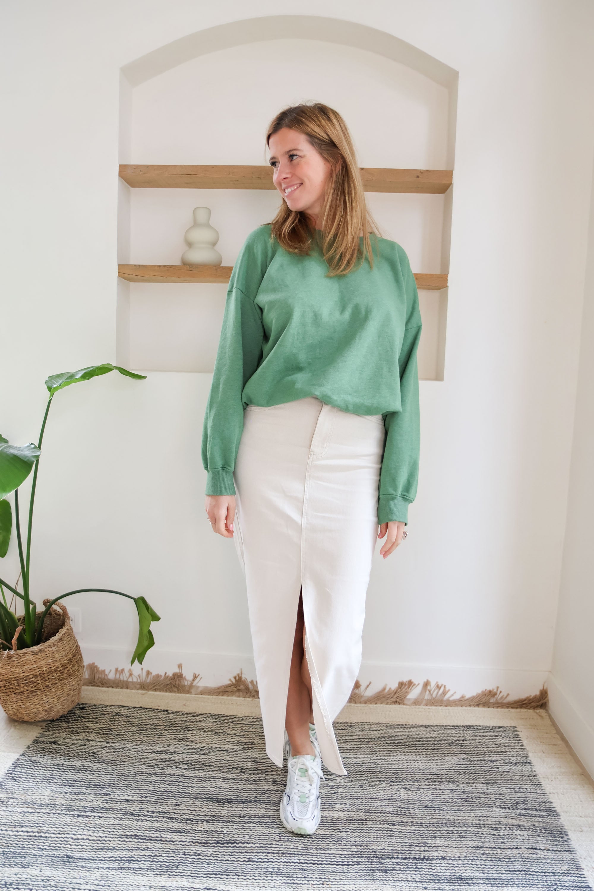Ella and Rapha Live by the Sun felpa verde loose fit donna