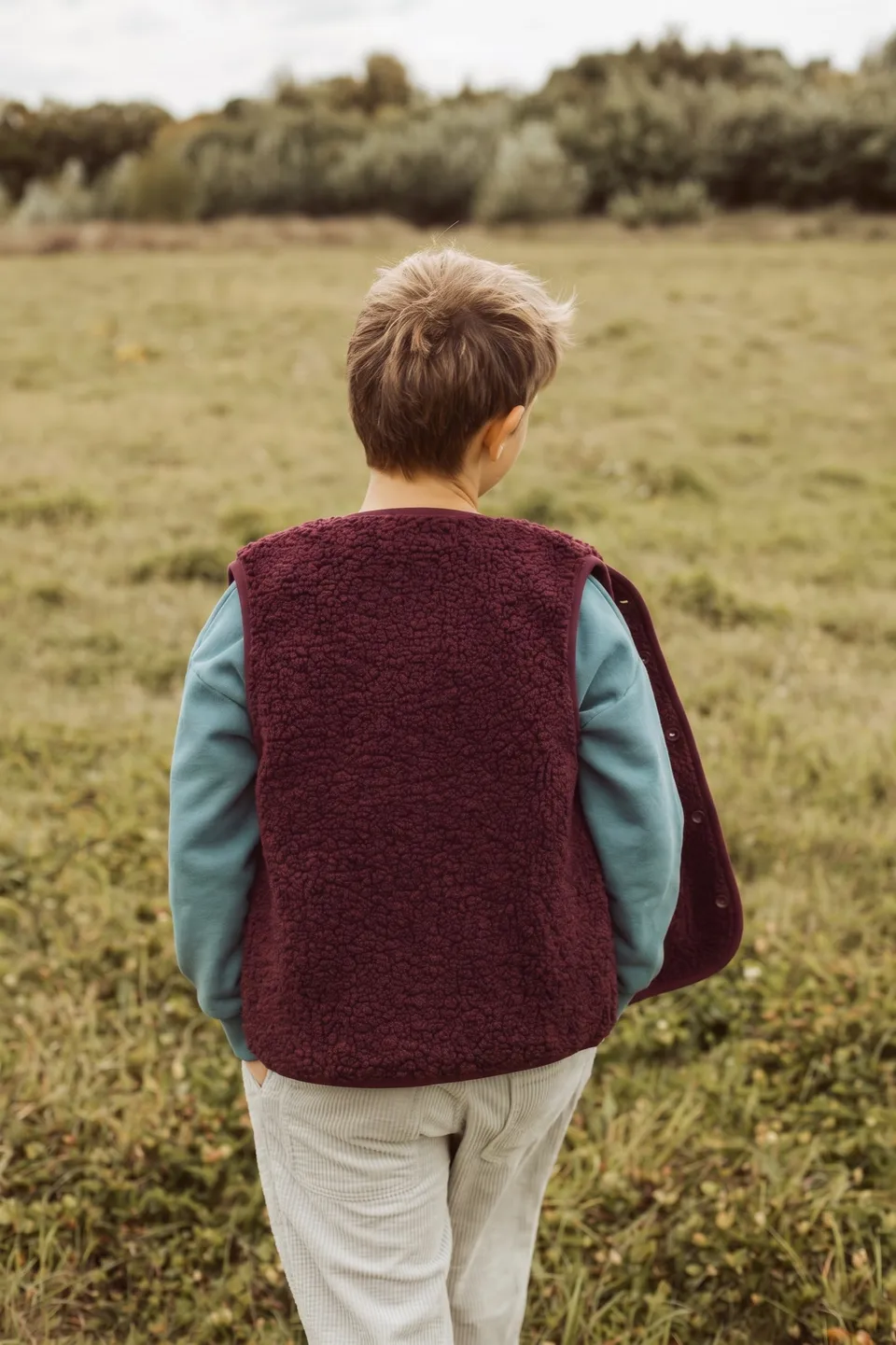 Ella and Rapha Teddy gilet bordeaux smanicato in pile