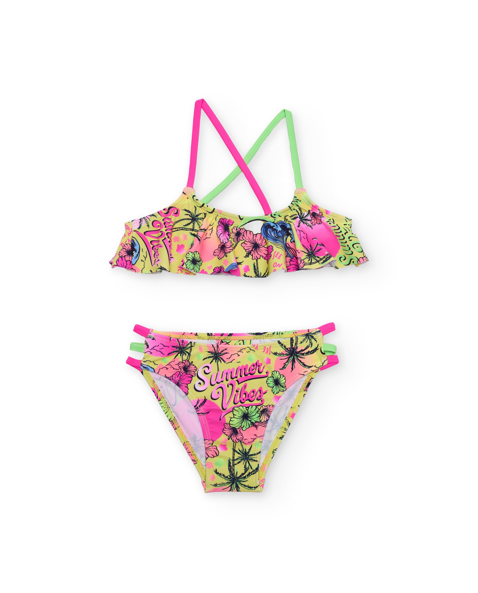Tuc Tuc Bikini Bambina Tropicale Giallo con Volant