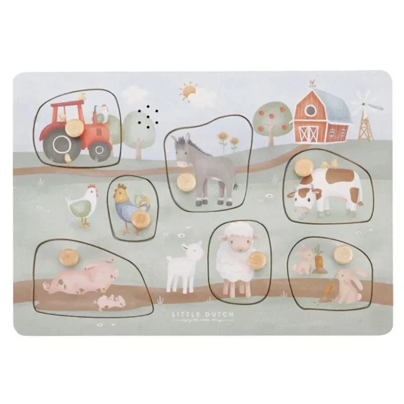 Little Dutch Fattoria puzzle sonoro legno 8 pezzi