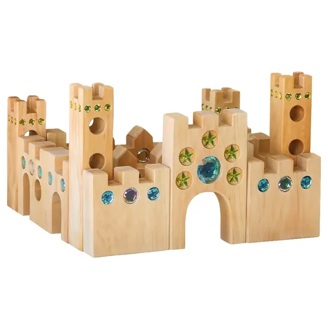 Bauspiel Castello grande costruzioni legno 16 pezzi gemme