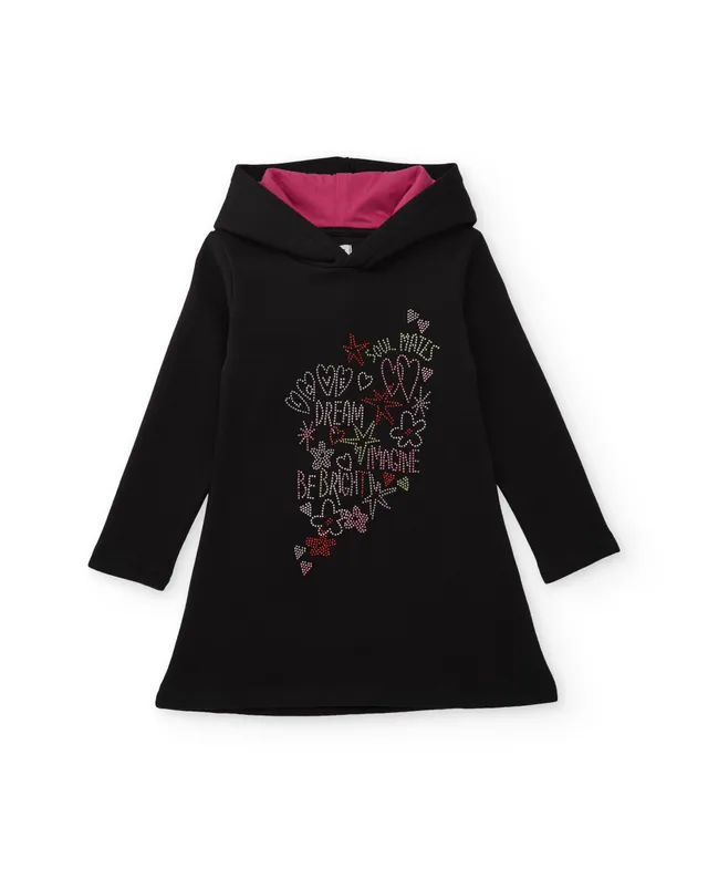 Tuc Tuc Vestito Felpa Bambina Nero con Cappuccio