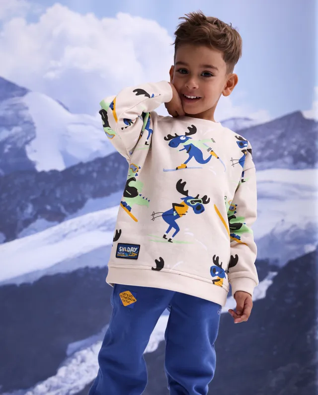 Tuc tuc pantaloni bambino pile blu tasca stampata