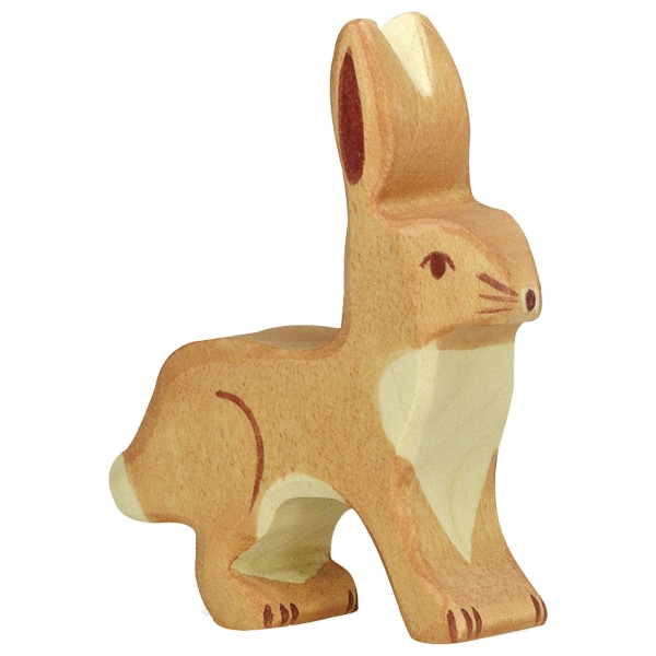 Holztiger Lepre orecchie ritte figura in legno dipinta