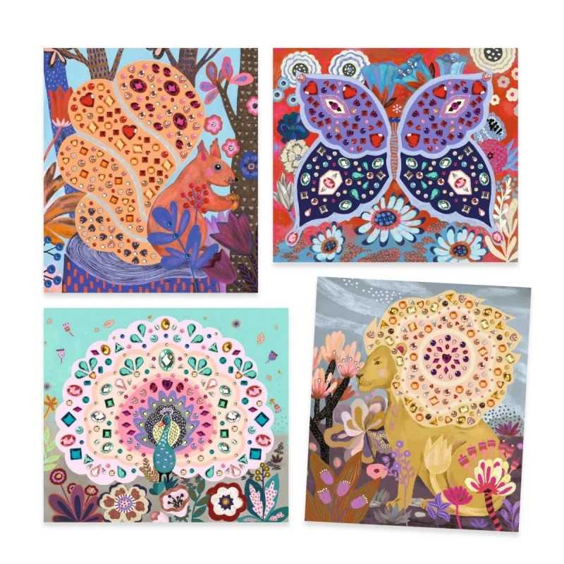 Djeco Wild Beauty kit mosaico gemme 4 quadri dai 5 anni