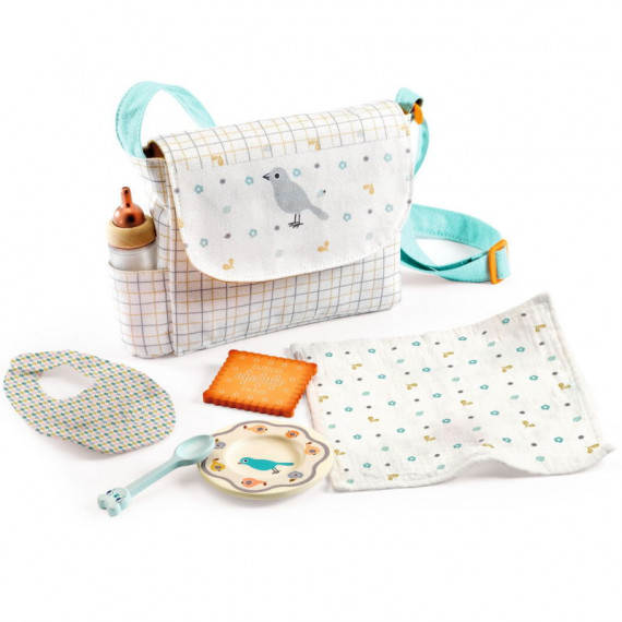 Djeco Pomea set prima pappa bambole con borsa