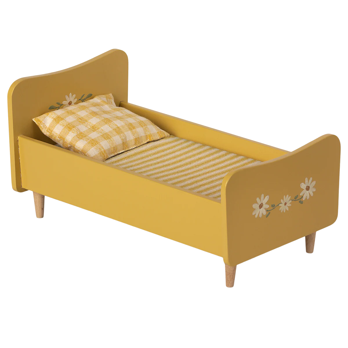 Maileg lettino bambole in legno giallo
