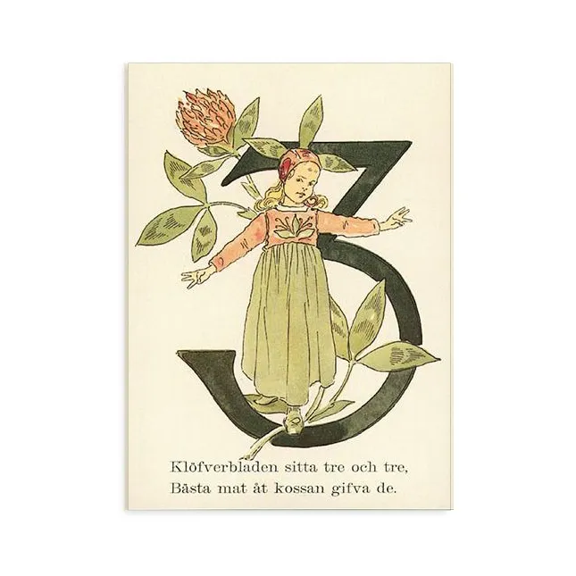 Ottilia Adelborg numeri fioriti cartolina numero 3 fiorito