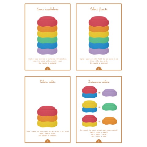 Stapelstein Rainbow Mini sassi impilabili set 6 pezzi + carte