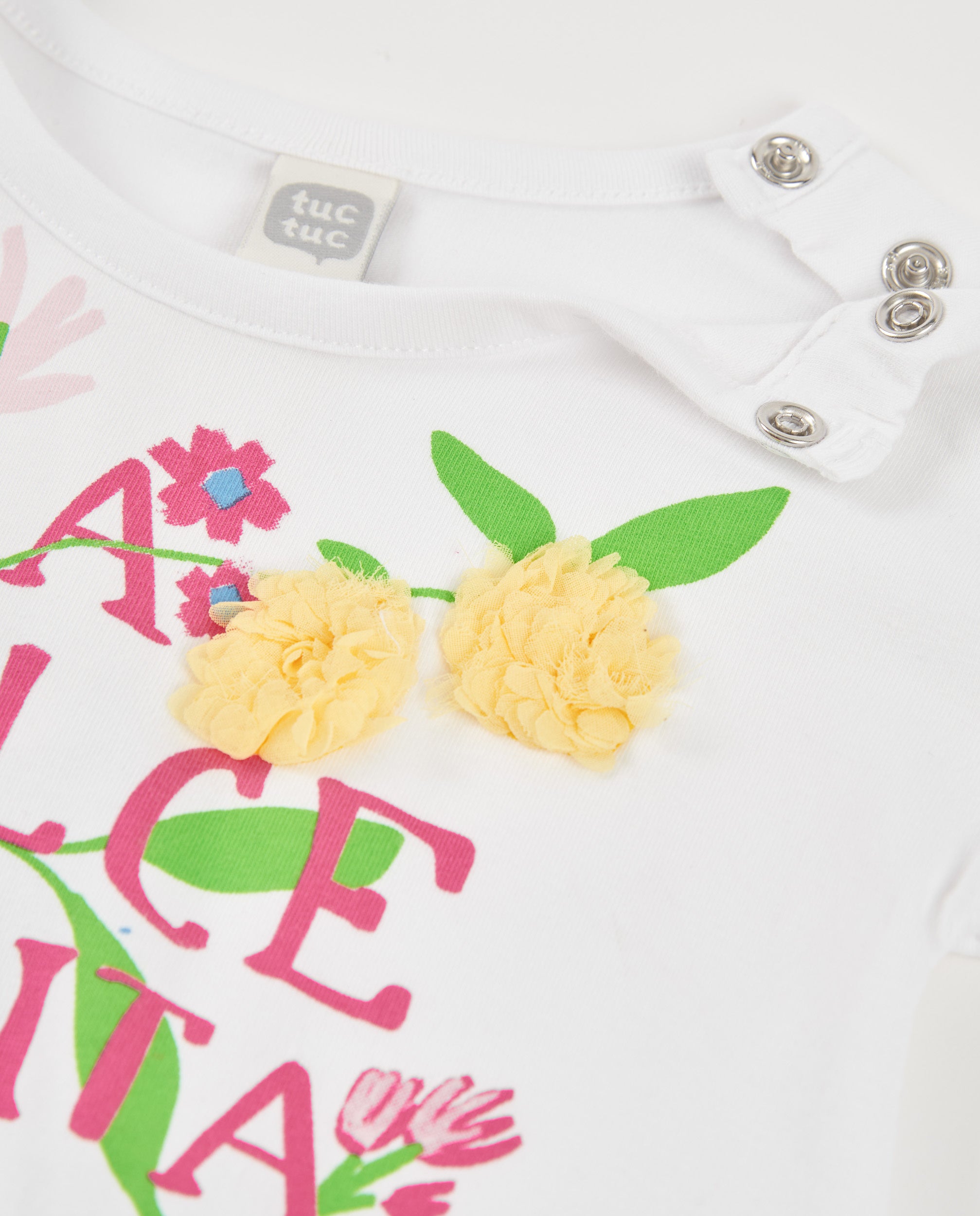 Tuc Tuc vestito bambina maglia bianco fiori volant