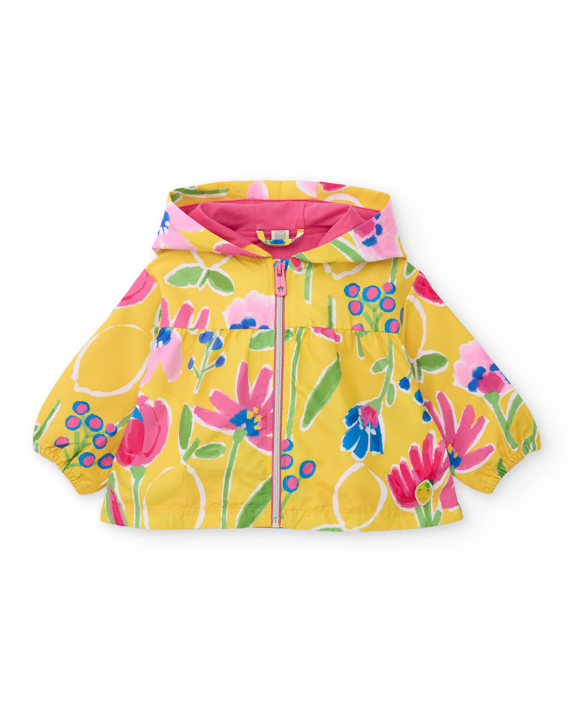 Tuc Tuc Giacca Bambina Gialla Fiori Leggera Cappuccio