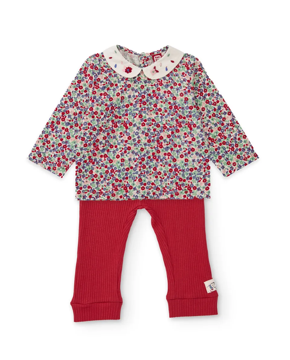 Tuc Tuc completo neonata fiori con leggings