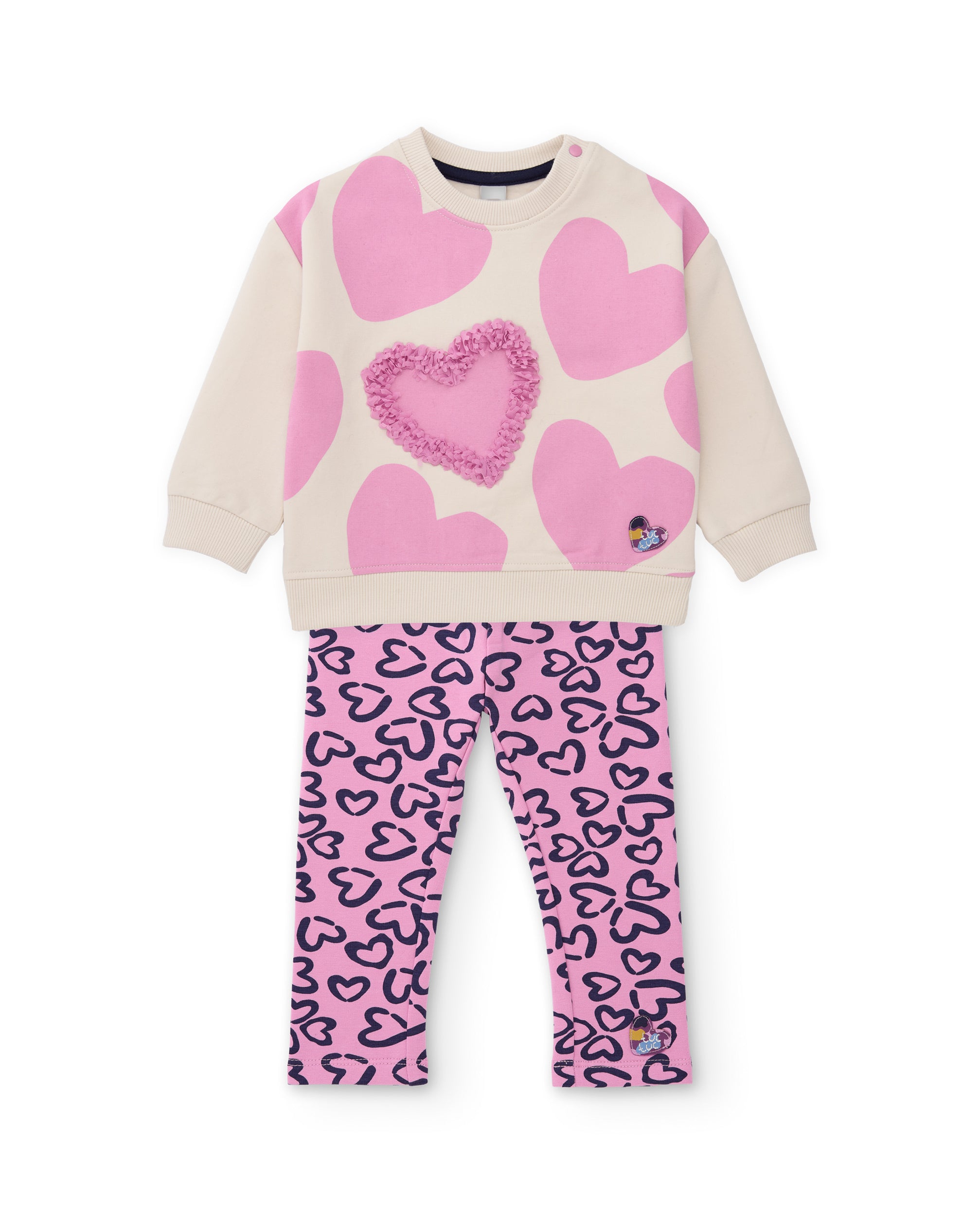 Tuc Tuc completo bambina felpa cuori pile rosa