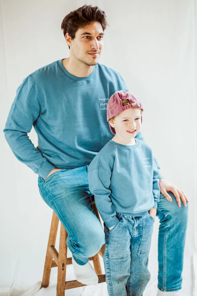 Ella and Rapha Papa felpa uomo petrol cotone bio