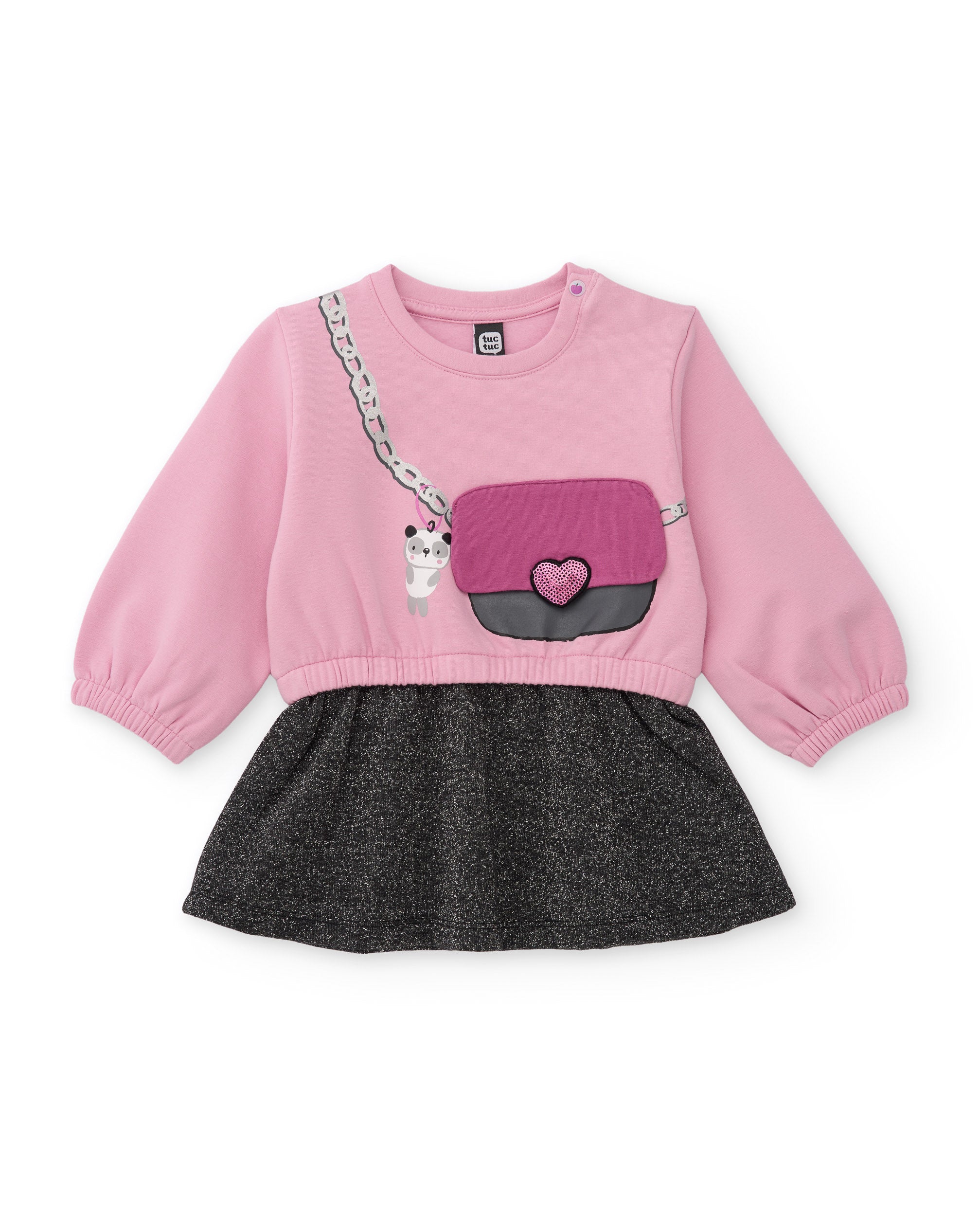 Tuc Tuc NY Fun vestito bambina felpa rosa borsa