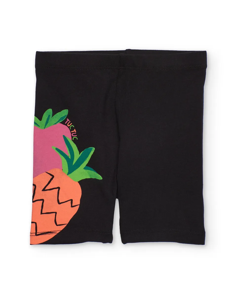 Tuc Tuc leggings bambina nero frutta elastico