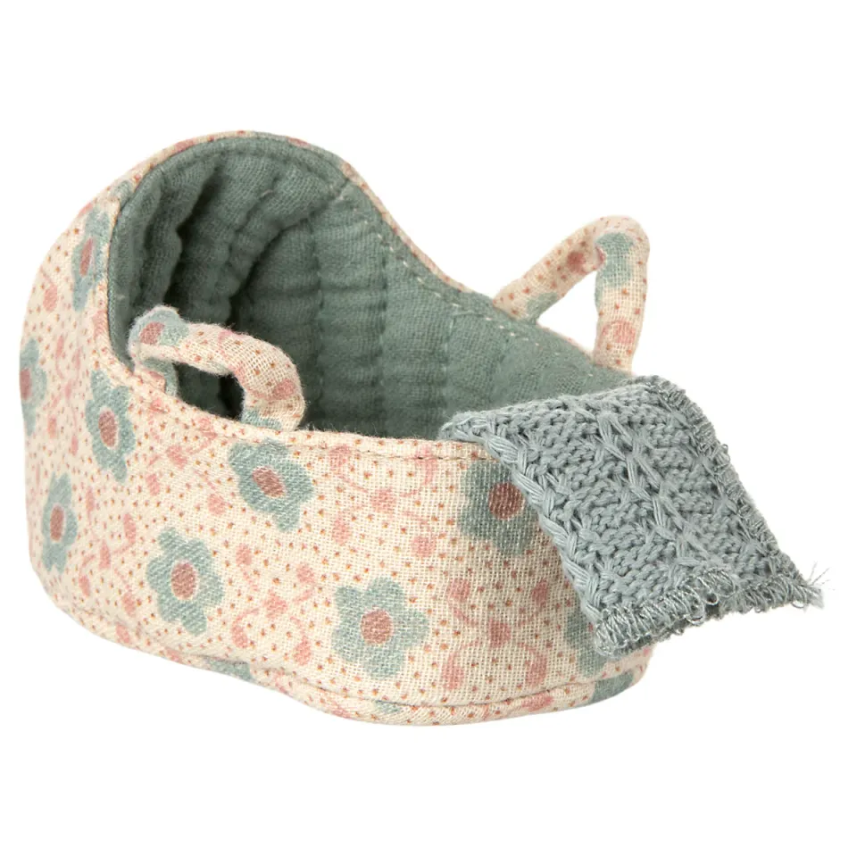 Maileg Culla Topolino Baby lettino blu cotone 9,5 cm