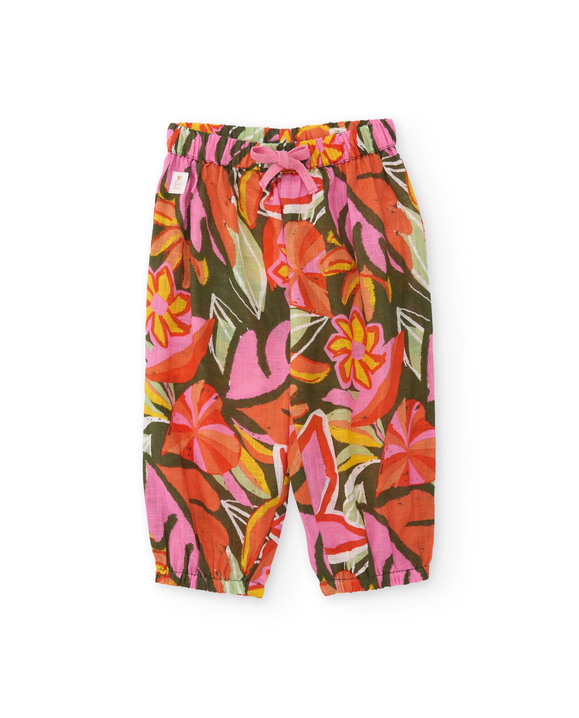 Tuc Tuc pantaloni bambina fantasia floreale arancioni tessuto leggero