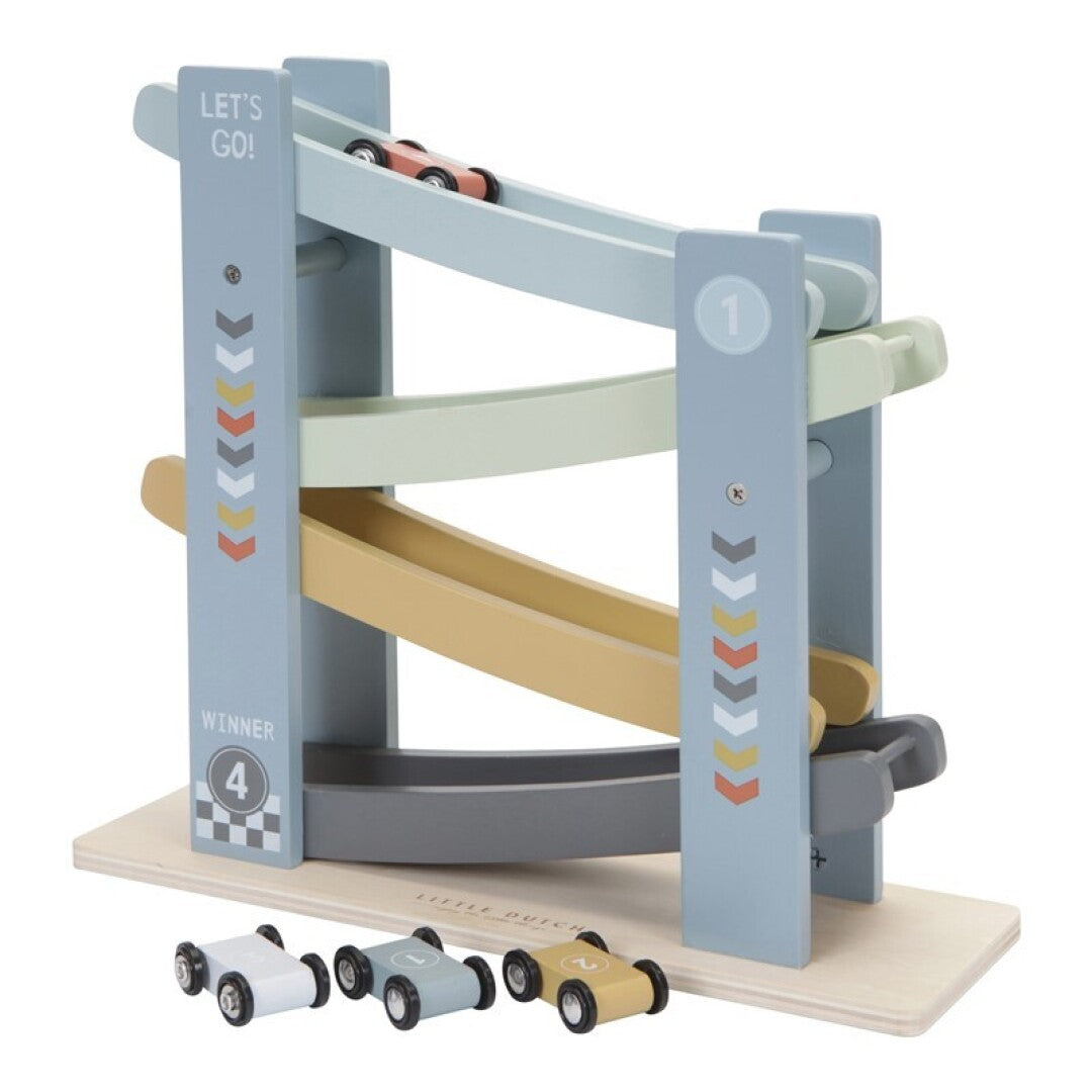 Little Dutch Rampa Gare Legno con 4 Macchinine
