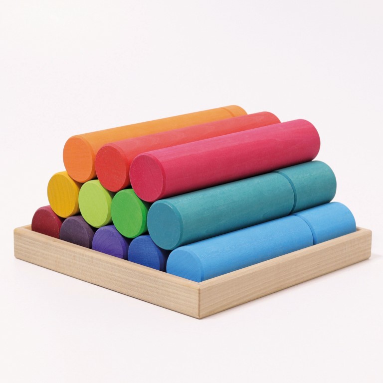 Grimm's Building Rollers Large Rainbow costruzioni 25 cilindri legno