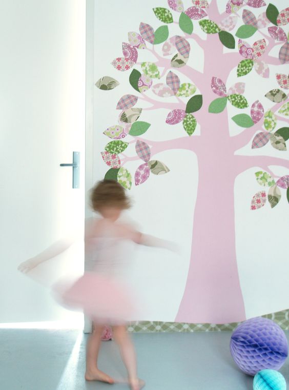 INKE Albero Rosa carta da parati sagomata 160x230 cm