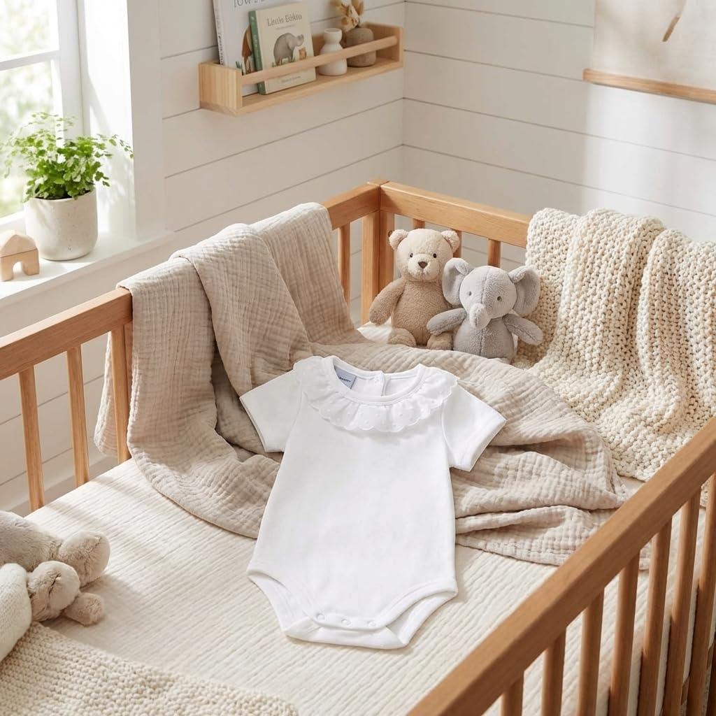 Babidu Body Maniche Corte Pizzo 6-9 Mesi Cotone Bianco