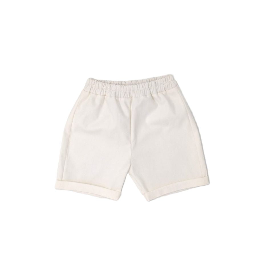 Mebi bermuda bimbo bianco cotone elastico con risvolto