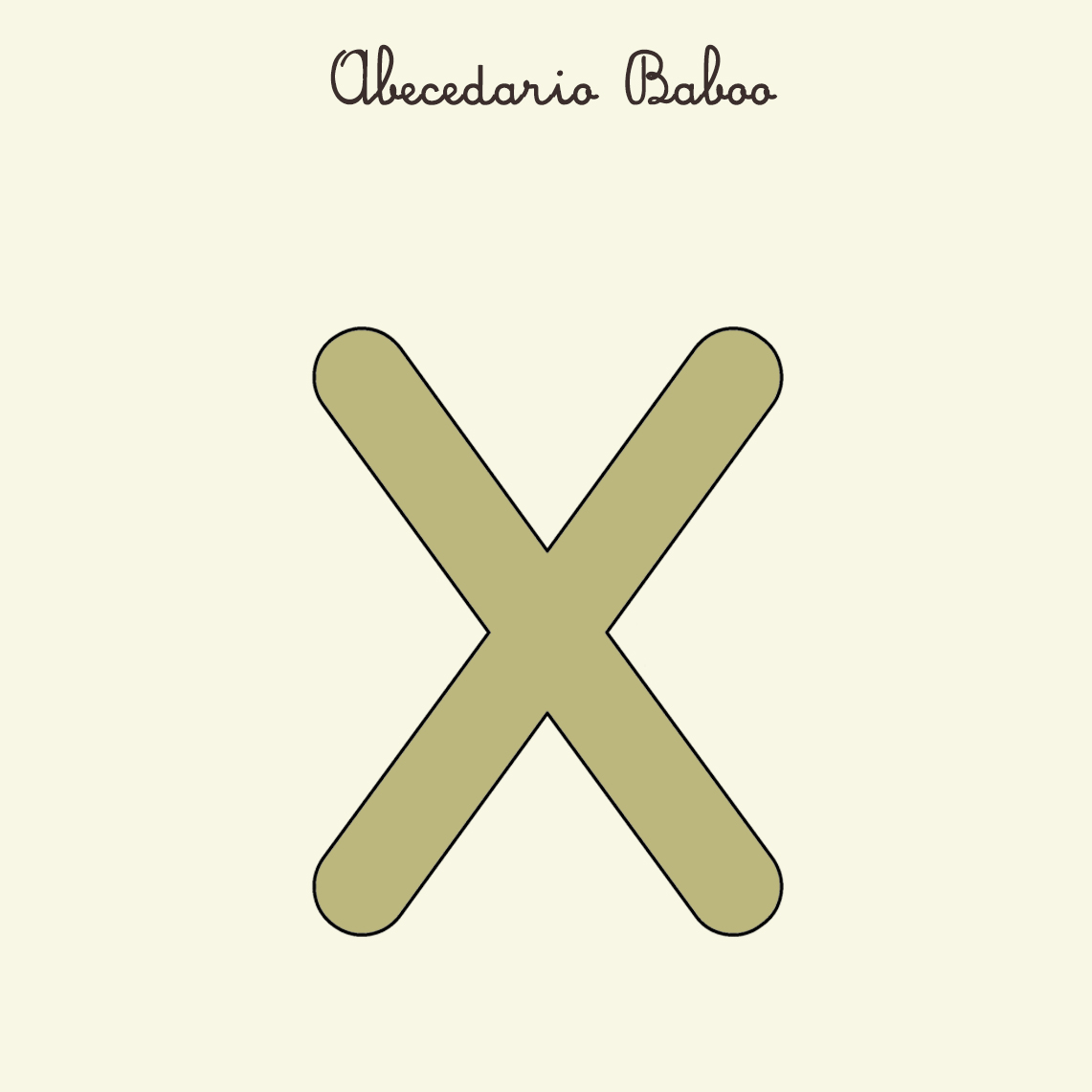 Baboo Abecedario lettera X schede PDF stampabile