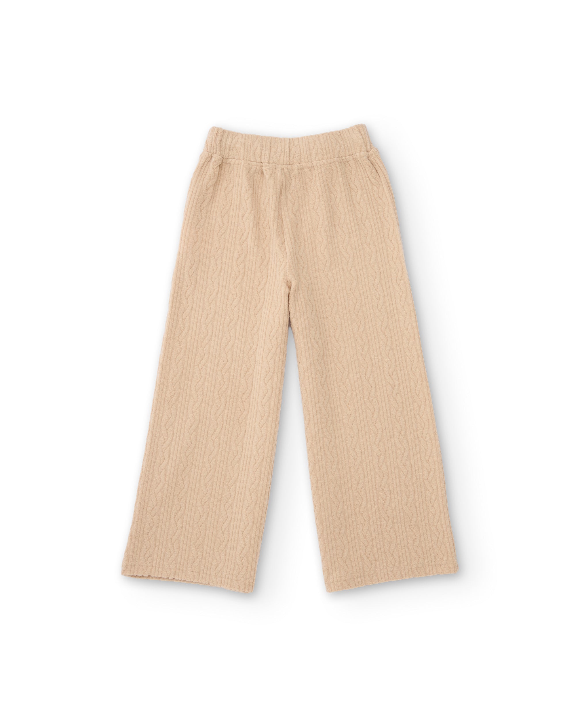Tuc tuc pantaloni bambina palazzo beige tricot elastico